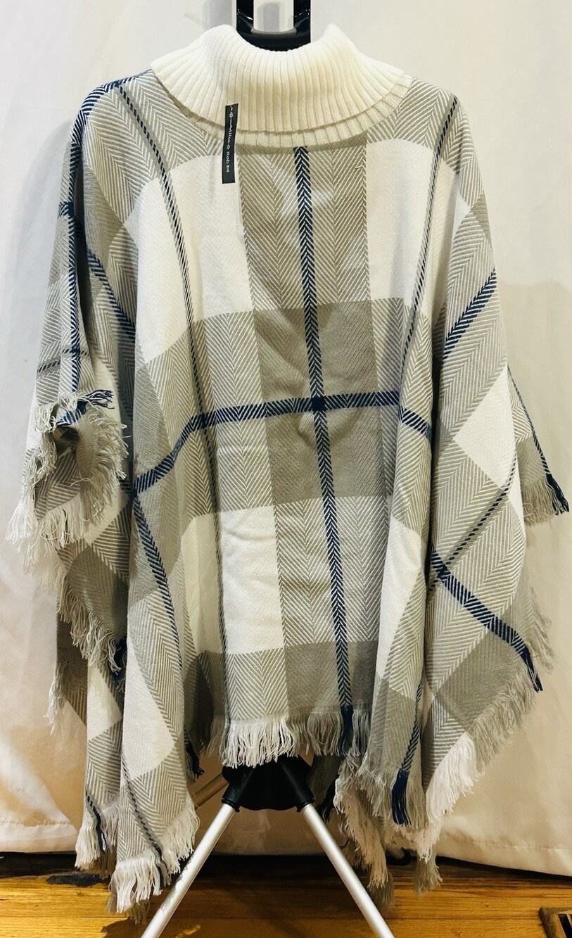 NWT Allie & Rob Woven Plaid Poncho size 1X